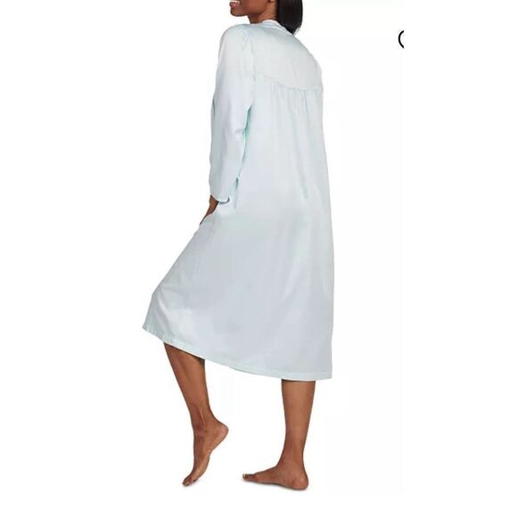 MISS ELAINE Women's Embroidered Button-Front Nightgown in Turquoise NWT Size XL - Picture 2 of 8